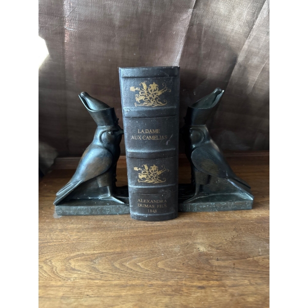 Anubis Egyptian Revival Book Ends w/ Stash Spot Faux Book 12T