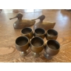 Image 1 : Collection Of Brass Items Including brass Ducks & 6 Small Brass Cups & Horse Key Holder 