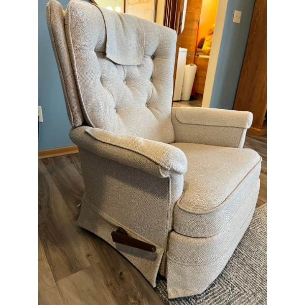  Fabric La-Z-Boy rocking recliner light off white material in amazing condition 37” h 33”w 20” depth