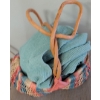 Image 2 : Hollywood Regency Style Metal Vanity Stool Or Bench w/Unique Basket & Throw Blanket