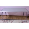 Image 1 : Frosted Glass and Metal Rectangular Table with Floral Area Rug