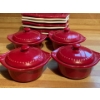 Image 5 : Princess House Red and White 12 Piece Serving Set Features 8 Plates and 4 Mini Serving Pots