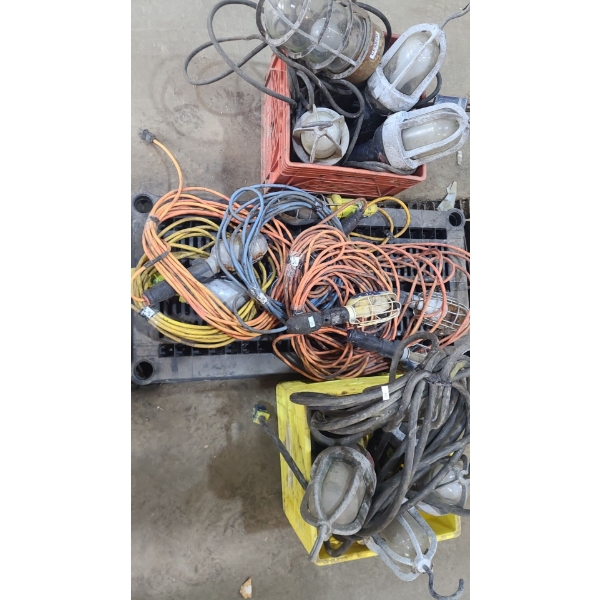 Bins w/ Work Lights and Some Extension Cords 
