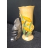 Image 1 : Soapstone Carved Face 2.5 W, 5 D, 7 T and Yellow Vase w/ Painted Flowers 4" Base, 10 T 