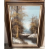 Image 1 : Mid Century Impressionist Landscape Tranquil Winter Landscape Signed Preston  31x44"tall