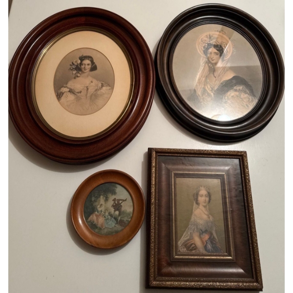 Antique Oval Framed 1900's(4) Victorian Prints
