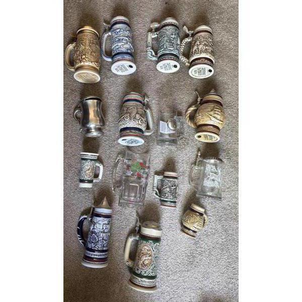 Large Pewter & Stein Collection (Avon and More, Tallest ~10T) 