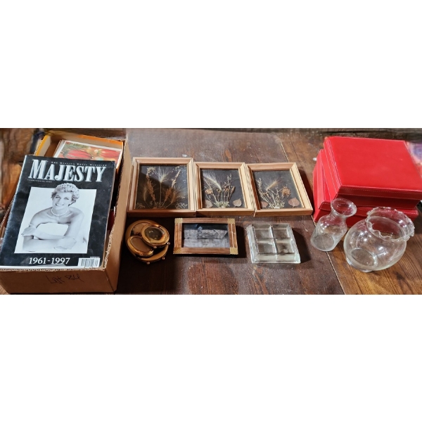 - Red Boxes- Largest: 9 W, 9 D, 3 T, Frames Incl: 6.5 X 5, Majesty 1961-1997 Diana, Cards and More!