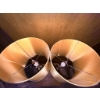 Image 3 : Mid-Century Modern Amber Glass Bubble Lamps With Original Shades