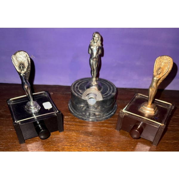 Vintage Art Deco Silent Flame Table Lighters by Parker- Fan Dancer or Sally Rand  7"tall