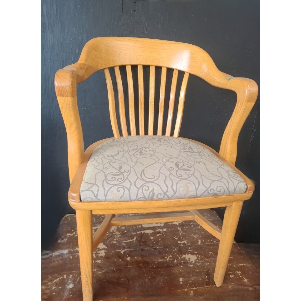 Four H. Krug Upholstered Dining Arm Chairs 23.5 W, 19 D, 32 T 