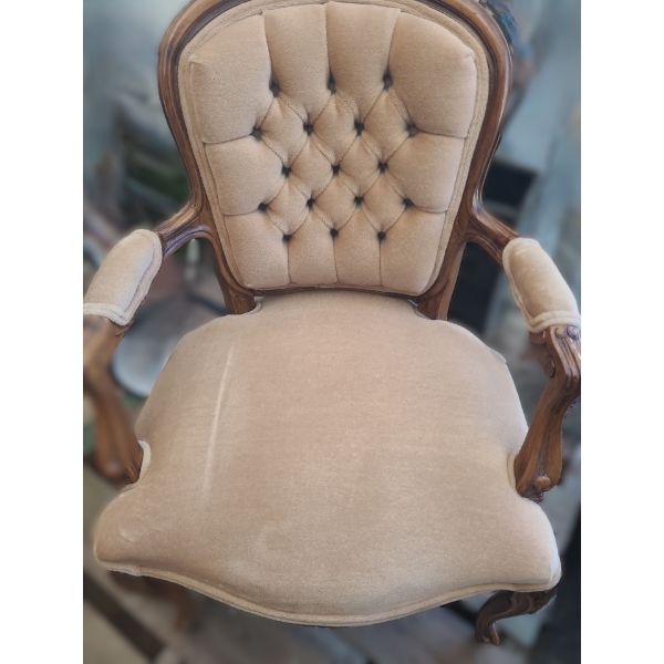 Upholstered Chair w/ Button Back Design and Wood Frame 22 W, 19 D, 35 T  