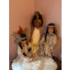 Image 1 : Porcelain Indigenous Dolls, 3 Pcs, Lovely Beaded Details, 22T 