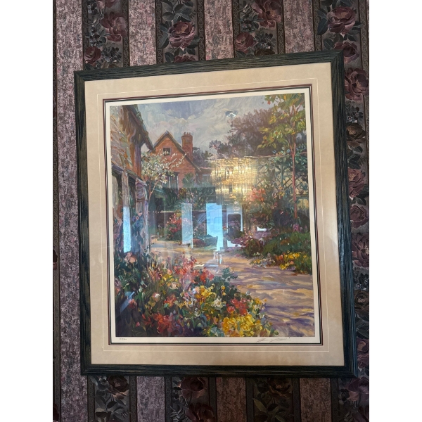 Large Print 'Chichester Garden' By Henri Plisson, Signed, 35x40