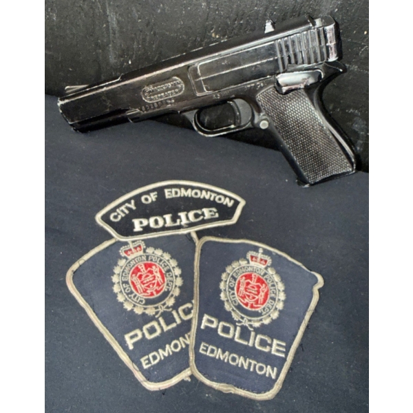 Authentic City Of Edmonton Police Patches w/ Marksman Repeater Air Pistol/BB Gun