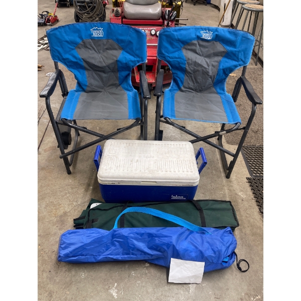 Timber Ridge Outdoor Chairs & Igloo Cooler + Two More Chairs