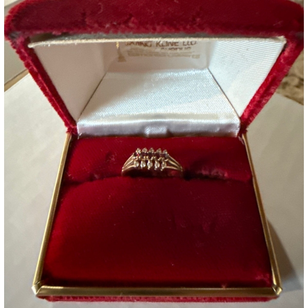 Stamped 10K Yellow Gold Ladies Ring Encrusted w/ Rubies & Diamonds