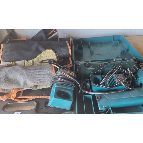 Makita Model 6012HD Drill and Fast Charger DC9700 and Hex Keys, Wrenches, Chisels and Screwdrivers