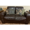 Image 1 : Genuine Leather Love Seat 55L w/ Decorative Accent Pillows 