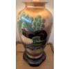 Image 4 : Hand-Painted Table Lamp with Fruit Motif and Wooden Side Table
