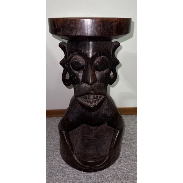 Solid Ironwood Malaysian Carved Figure/Stool - 9W, 17.5T 