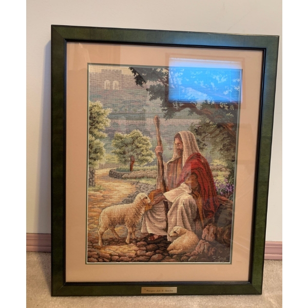 The Good Sheppard Embroidered Art 22x18