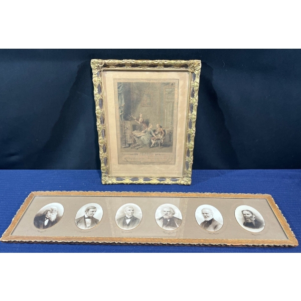 Collection of Vintage/Antique Art Prints in Frames 18.5Hx14.5W and 36Wx 9.5H