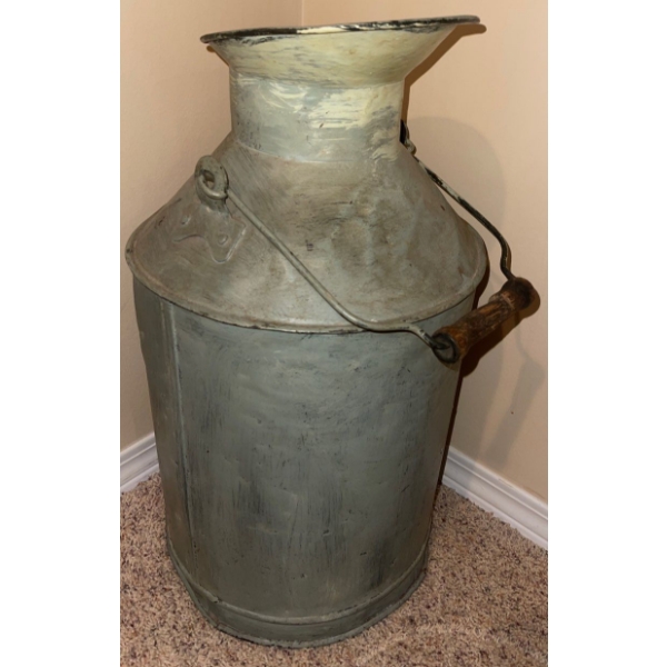 Antique Milk Churn/Milk Can w/Wooden Handle  22"tall