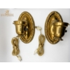 Image 2 : Pair Of Vintage Victorian-Style Brass Wall Sconces And Glass Shades. 