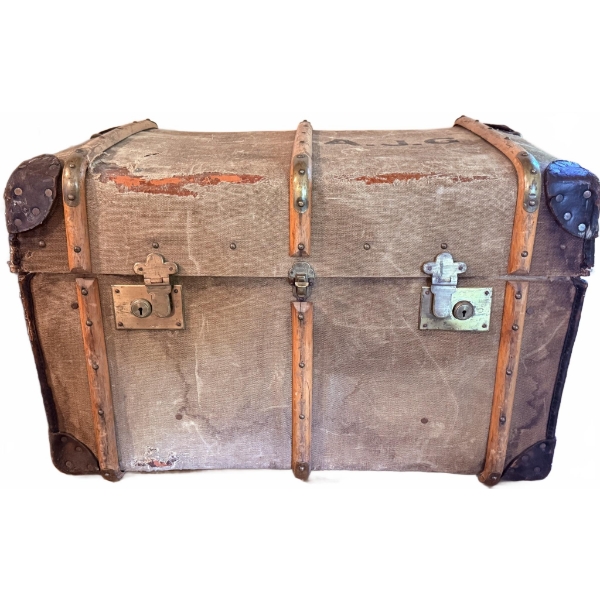 William Whiteley Ltd Steamer Trunk with Canvas and Wood Straps
