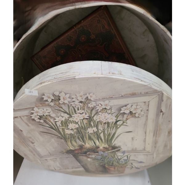 Hatbox w/ Floral Design 16" Diameter, Set of 3 Nesting Book Boxes 8 X 11 Largest