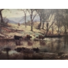 Image 2 : Framed Print of Livestock at River 23 X 17