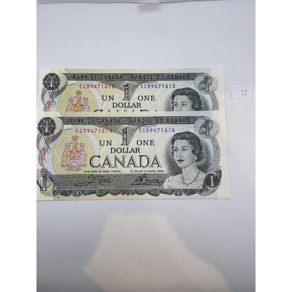 1973 Canadian Banknotes sequential (9471614-15) 