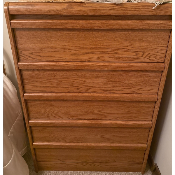 Stone Oak Solid Wood 5 Drawer Dressing Table 30x15x45