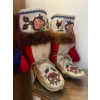Image 2 :  vintage handmade deer moccasins very intricate beating amazing condition, museum quality 13” height
