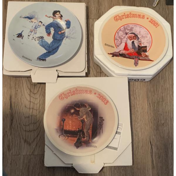 Norman Rockwell Winter Holiday Themed Collectable Plates 9T