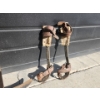 Image 7 : Vintage Work Gear Collection- Including Leather Belt, Old Pulley, Metal Anchor , Lineman Spurs 
