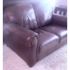 Image 3 : Natuzzi Two-Seater Loveseat in Brown Leather Upholstery