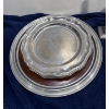 Image 2 : Metel Candlestick Holders 6H & 7.6H, Plates and Wood Textured Tray