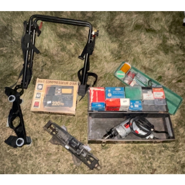 Garage Goodies - Automotive Bicycle Rack Air Compressor Vintage Tools & More