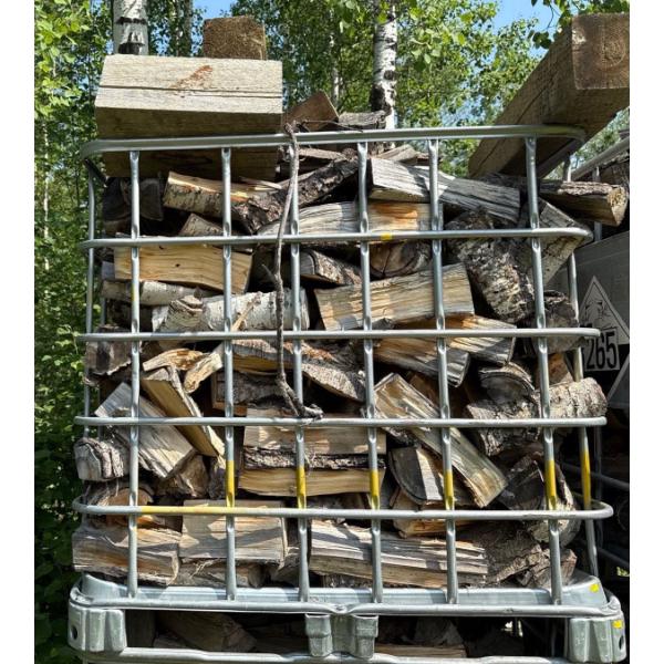 Single Large IBC Metal Tote Cage; 39inx47in, 45In Tall w/ Contents (Firewood) 