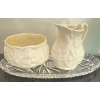Image 4 : Vintage Belleek Irish Porcelain Shamrock Set w/ Crystal Tray 9"Tall