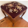 Image 1 : Antique French Louis XV Foot Stool w/ Embroidered Floral Upholstery#2 16x17