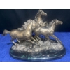Image 1 : Brass Three Running Horses Statue 12" tall