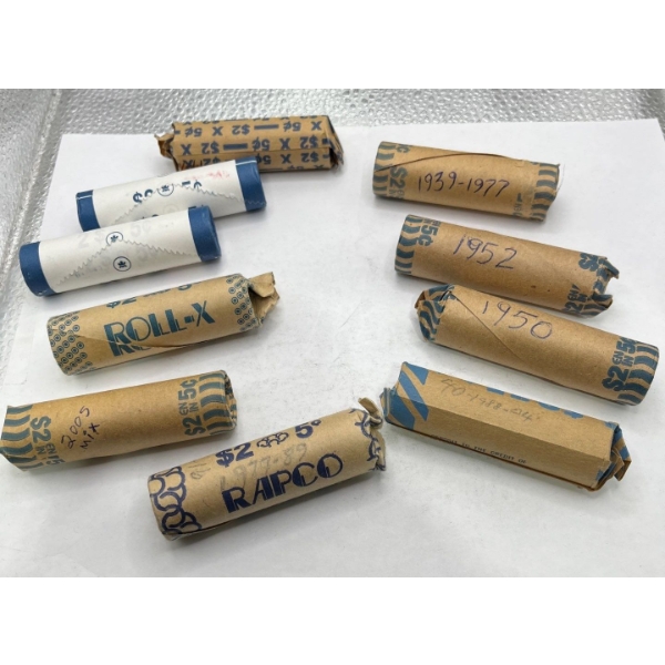 10 Rolls of Canadian Nickles, Various Years