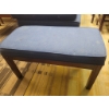 Image 1 : Rectangular Wood Bench with Blue Upholstered Seat