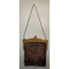 Image 2 : Antique Whiting & Davis Dresden Painted Metal Mesh Handbag Gold Tone Handle 8"tall