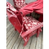 Image 3 : Lovely Wooden Outdoor Patio Table Set (Chairs, Umbrella, Cushions) - Table is 48W, 29T 
