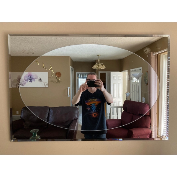 Large Beveled Mid Century Modern Mirror 36L x 24T