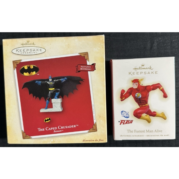 Hallmark Keepsake Ornaments Batman and Flash with Serial Numbers QXI4041, QXI1015